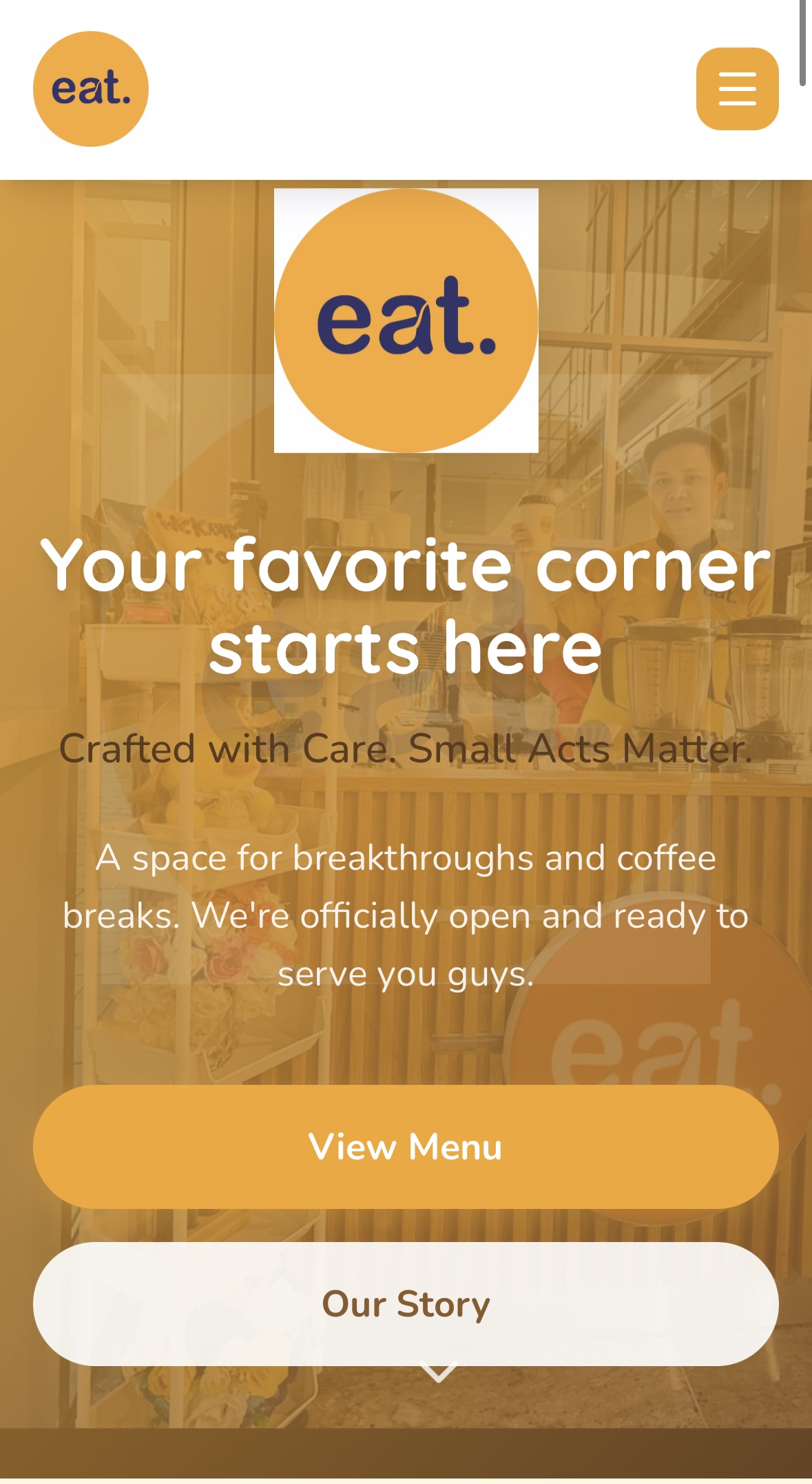 EatCafe website, built by an attendee using AI